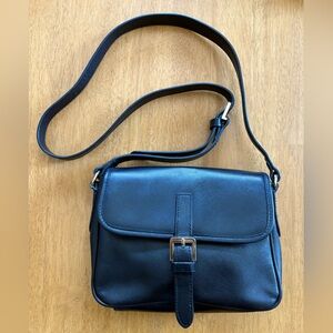 Cynthia Rowley crossbody black leather purse satchel gold tone hardware